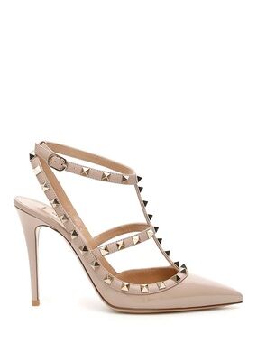 Valentino Garavani Blush Patent Leather Rockstud T-Strap Pump